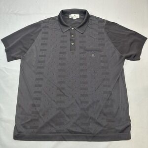 Montagut Polo Shirt Mens 6 Fits L/XL Gray Geometric Textured Pocket Paris Casual